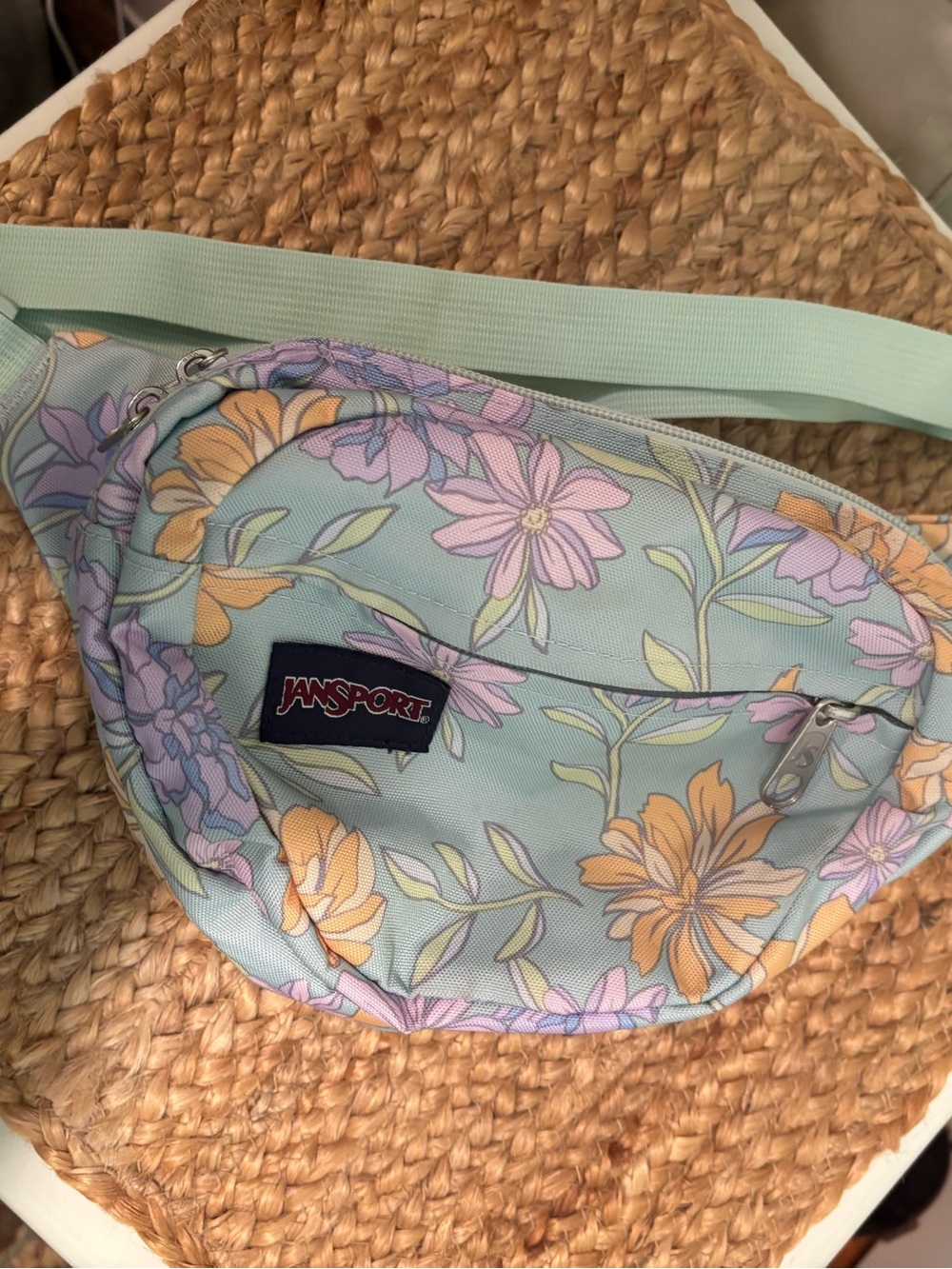 Jansport Mint Floral Crossbody Fanny Pack